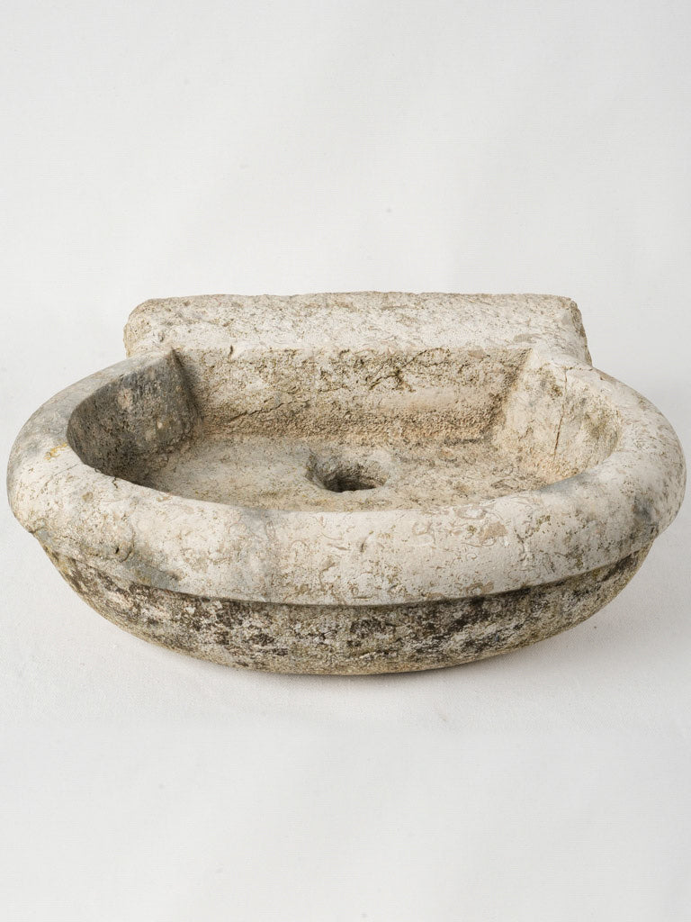 17th-Century Louis XIV Wall-Mounted Stone Basin 19¾" x 18"