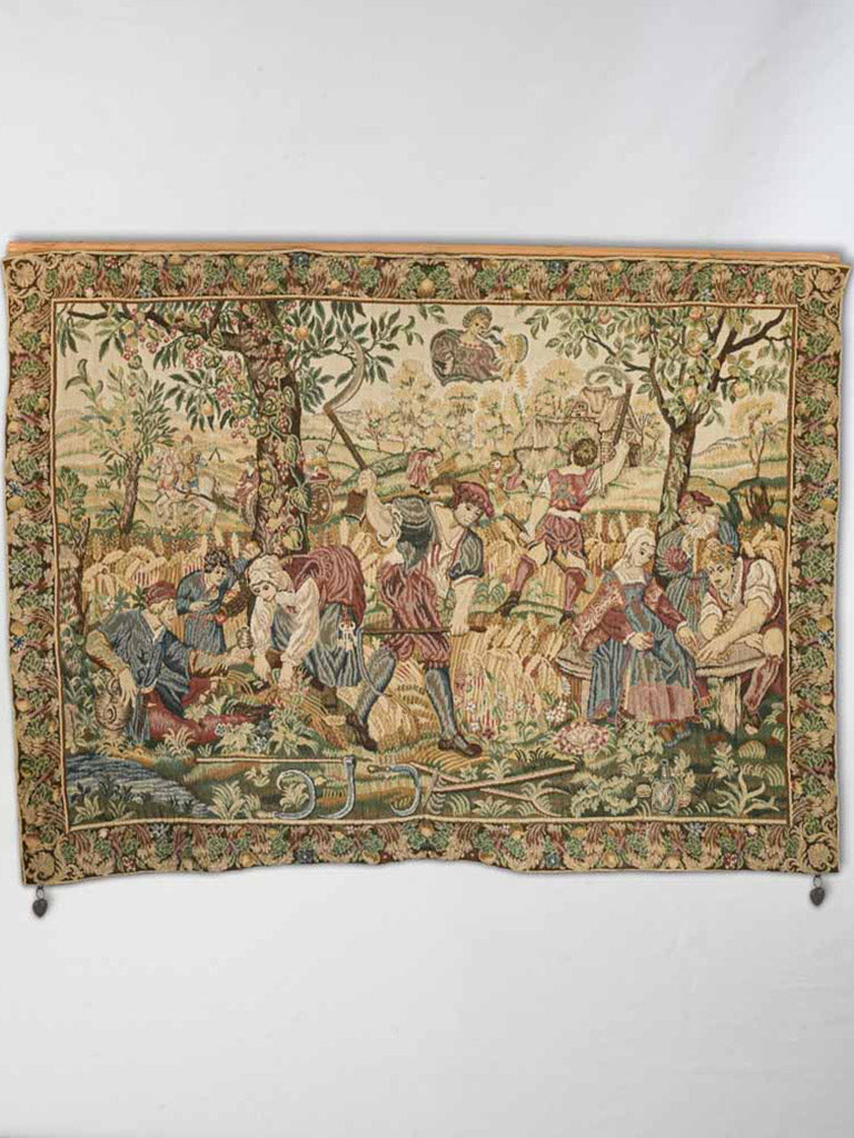 Antique Provençal wool tapestry scene