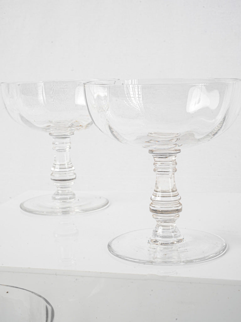 Set of 10 antique crystal champagne coupes