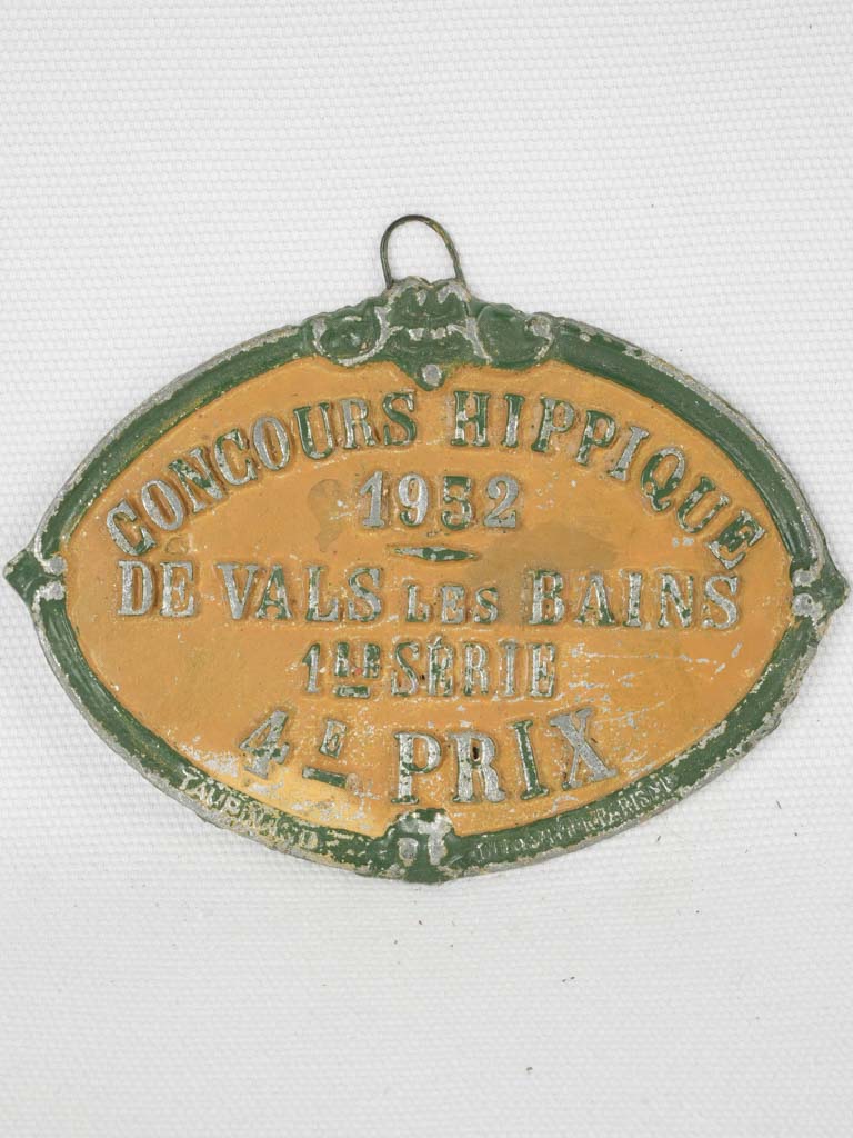 Vintage French horse show green medal