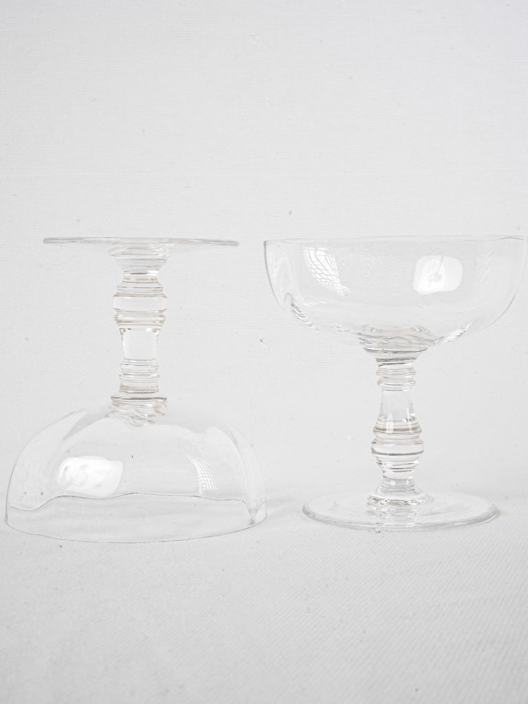 Set of 10 antique crystal champagne coupes