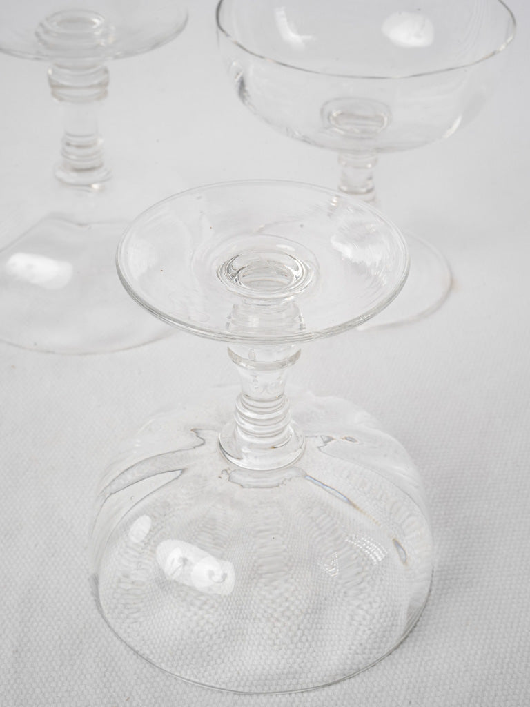 Set of 10 antique crystal champagne coupes