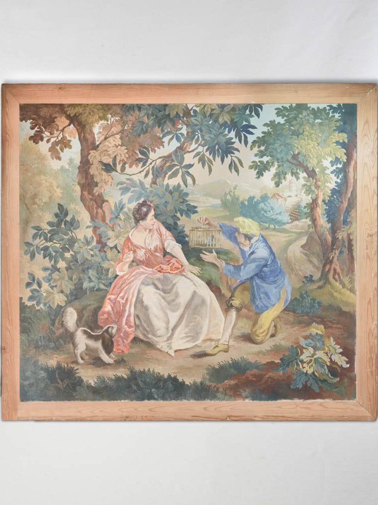 Large French Rococo Pastoral Cartoon for Aubusson Tapestry, c. 1900 - 56" x 64¼"