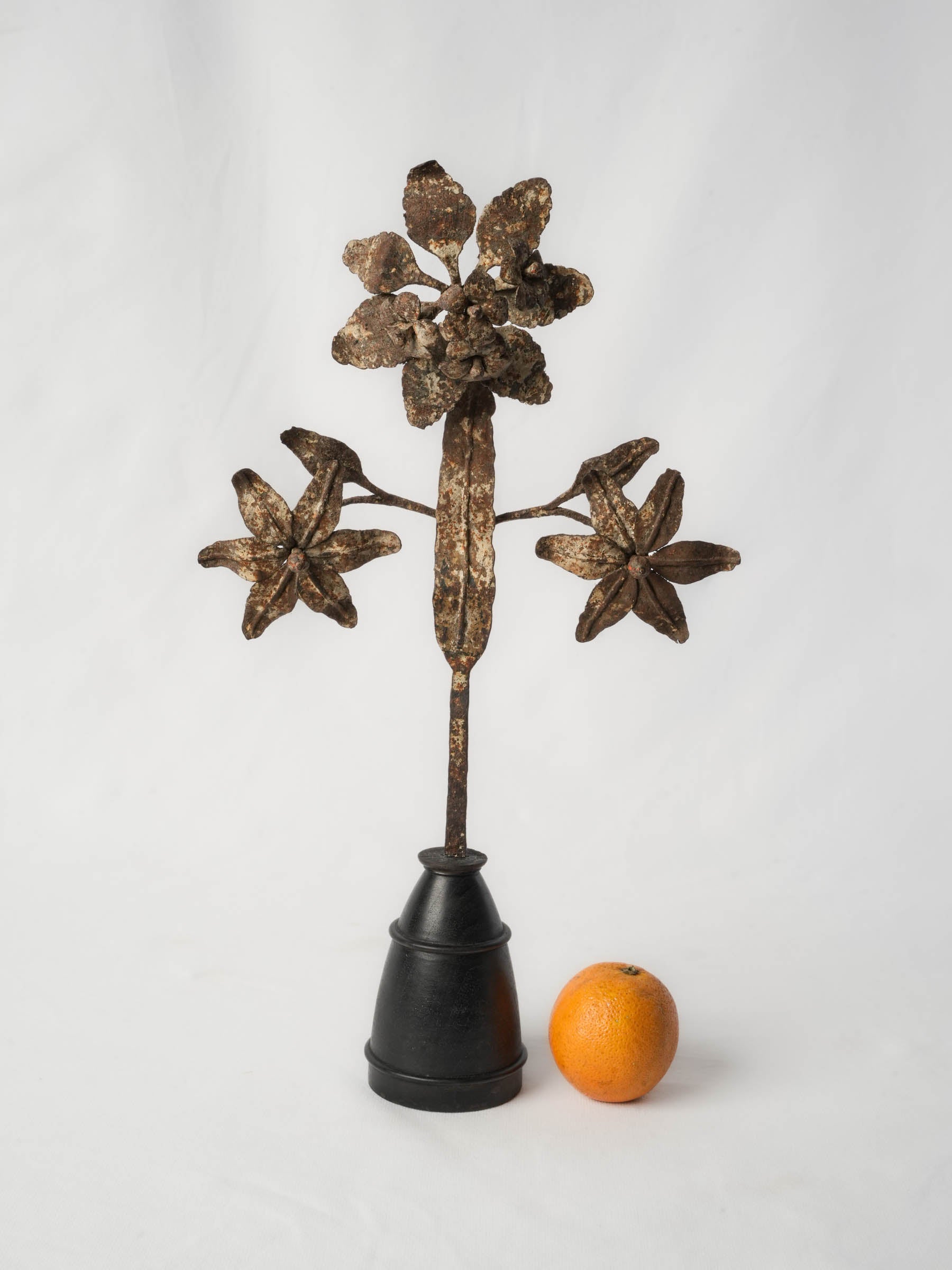 18th-Century French Ecclesiastical Floral Ornament in Iron  - 19"