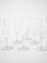 6 crystal champagne flutes - 1930s - 6¾"