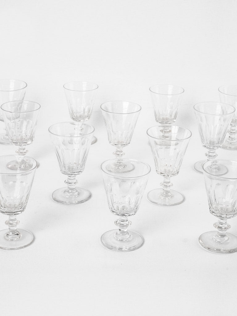 12 antique French crystal red wine glasses