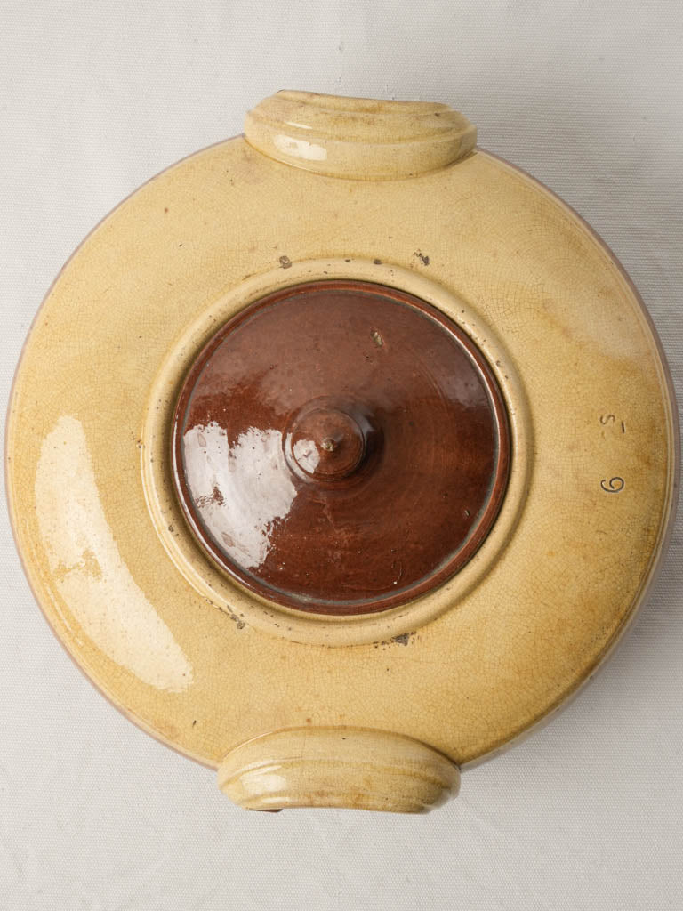 Early 20th Century French Two Tone Glazed Terracotta Tripière with Lid - 14½"