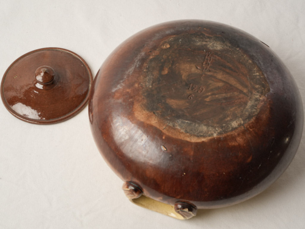 Early 20th Century French Two Tone Glazed Terracotta Tripière with Lid - 14½"