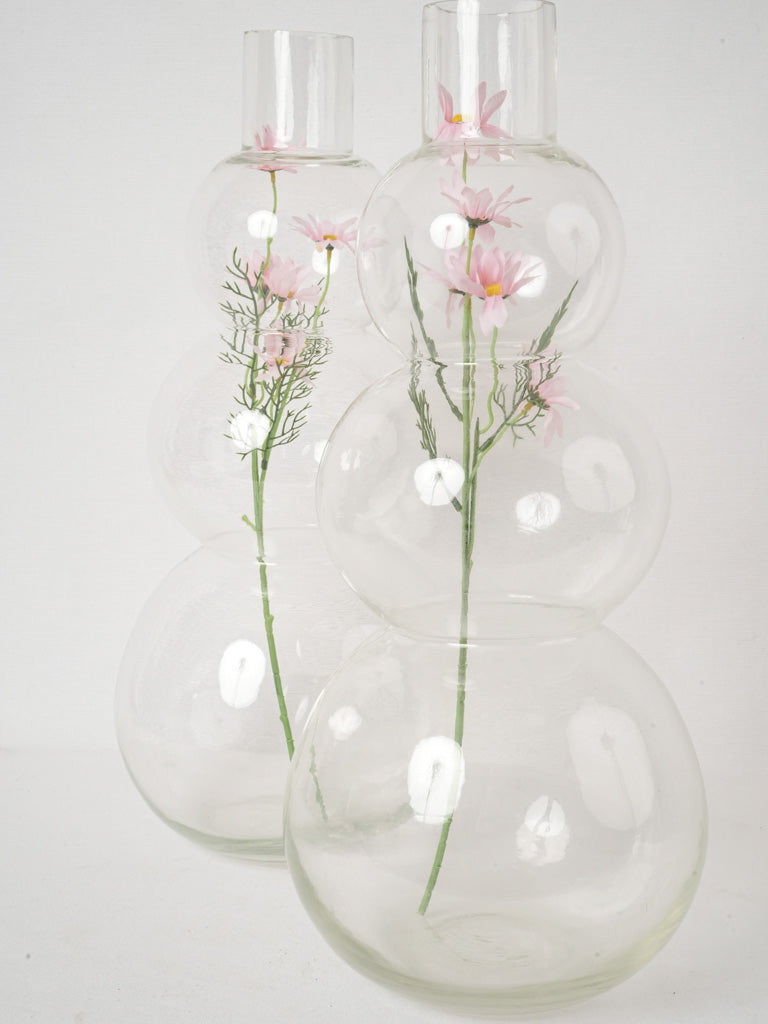 Retro Italian triple-gourd glass vases