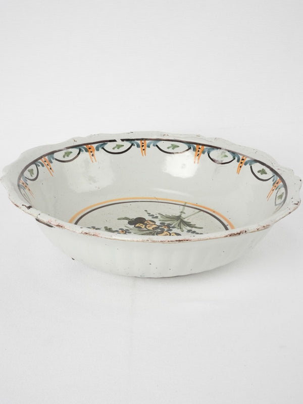 Large hand painted salad bowl - Nevers 19th century 12½"