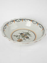 Large hand painted salad bowl - Nevers 19th century 12½"