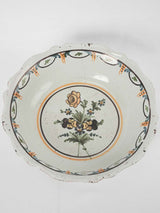 Large hand painted salad bowl - Nevers 19th century 12½"