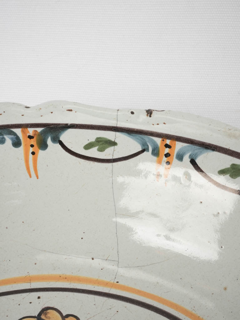 Large hand painted salad bowl - Nevers 19th century 12½"