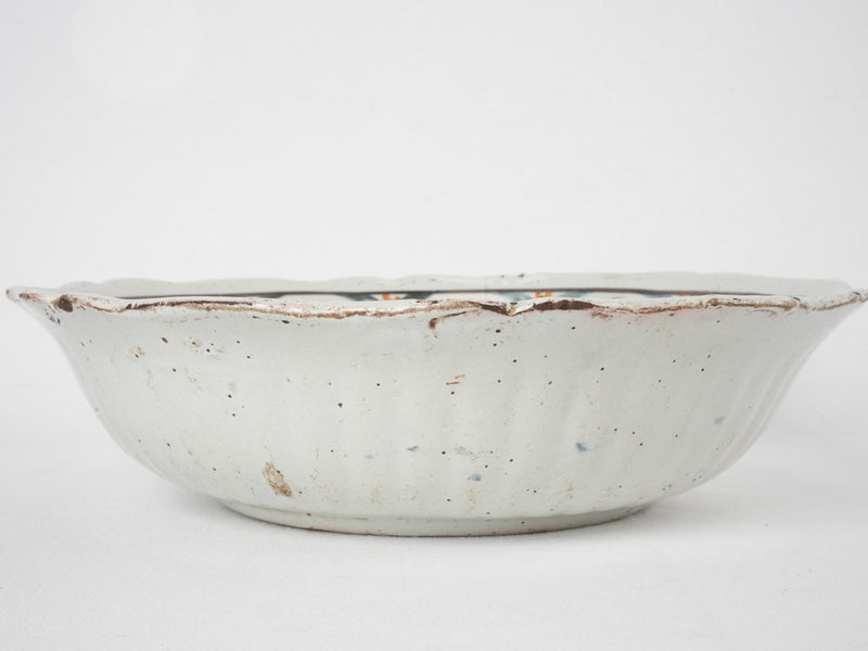 Large hand painted salad bowl - Nevers 19th century 12½"