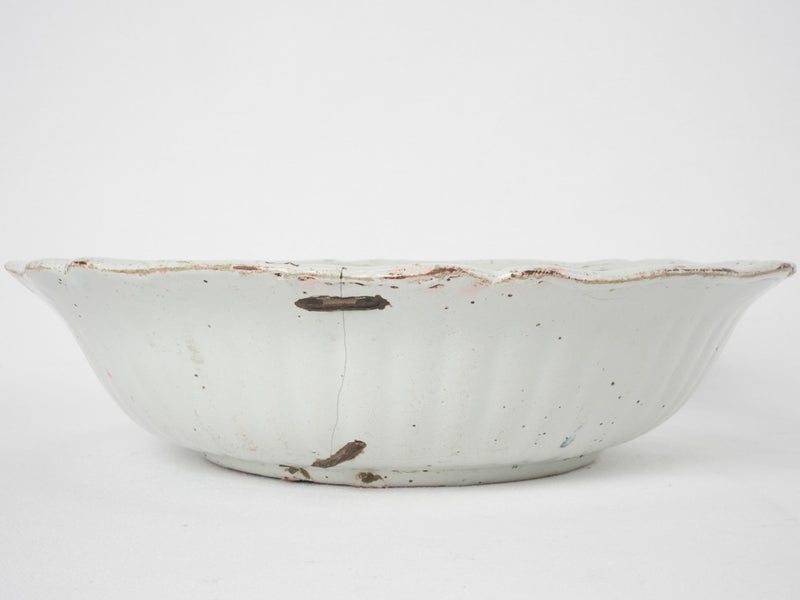 Large hand painted salad bowl - Nevers 19th century 12½"