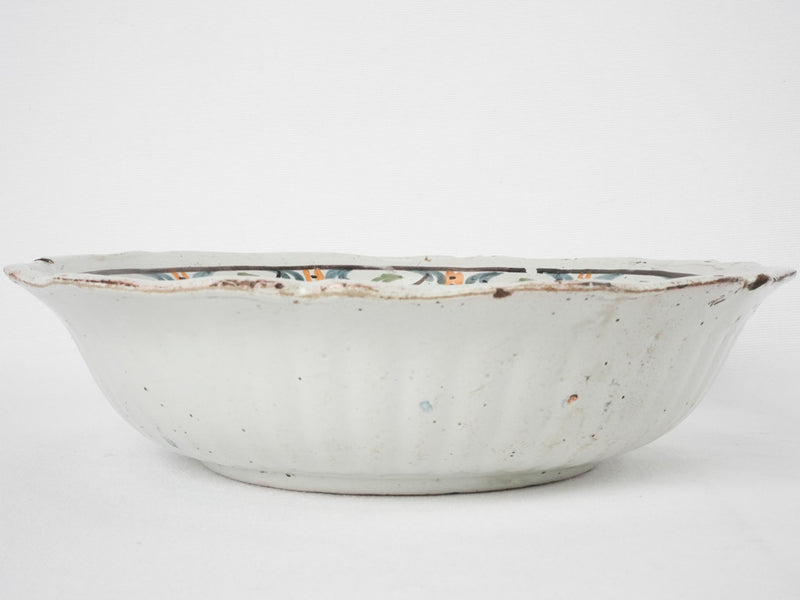Large hand painted salad bowl - Nevers 19th century 12½"