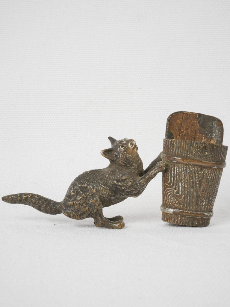 Playful detailed bronze basket piece