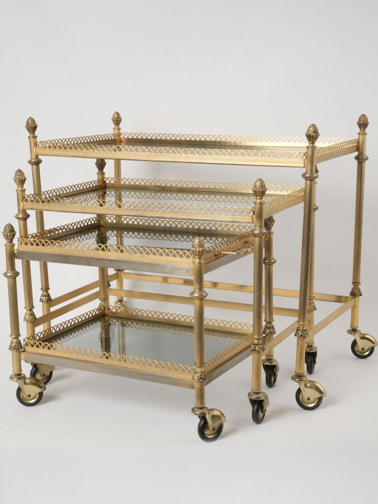 Vintage brass nesting tables set