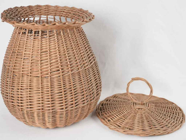 Antique mushroom-shaped basket, wicker finish