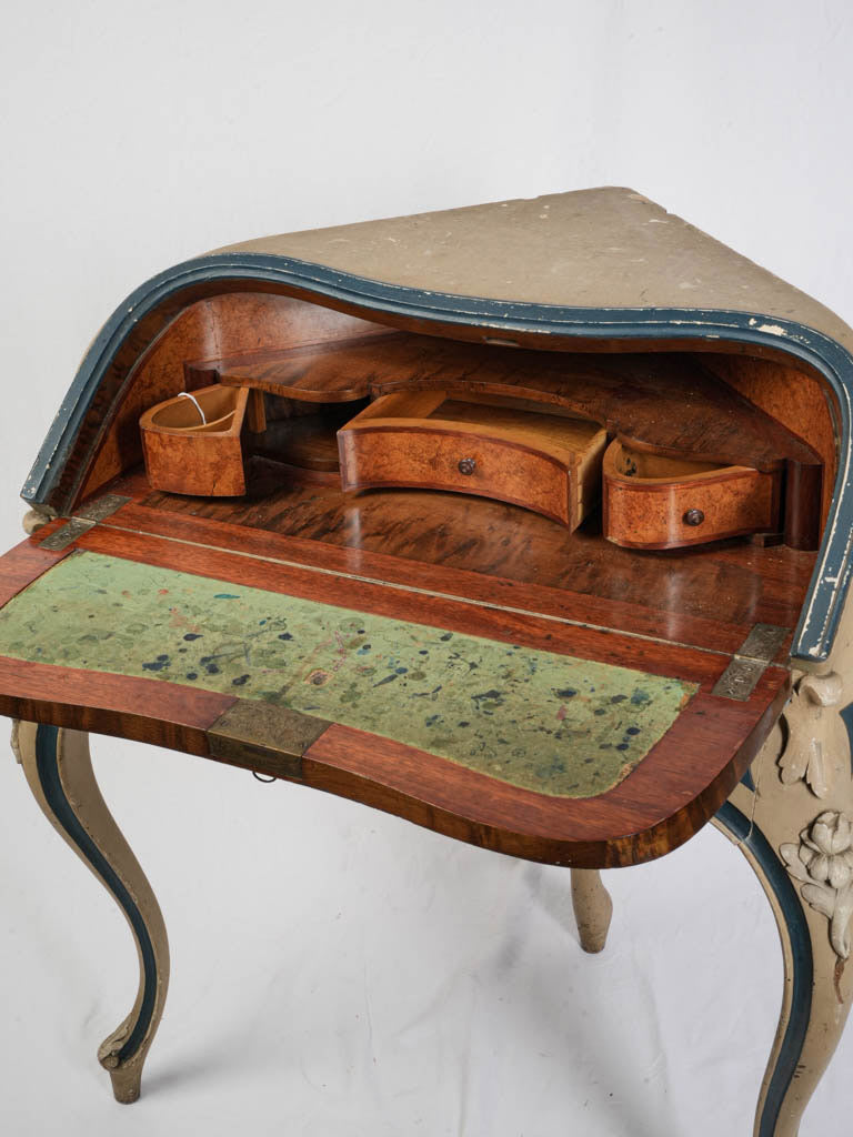 Floral garland carved desk