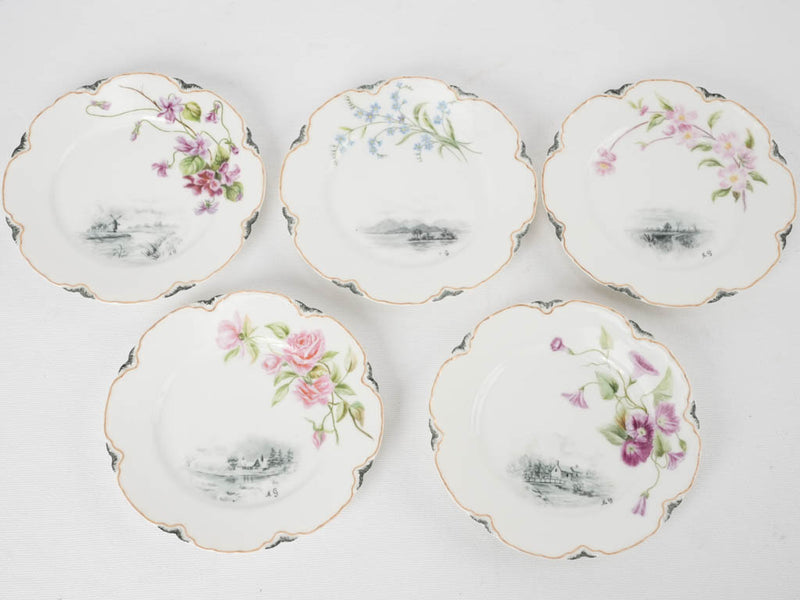 10 dessert plates w/ pretty flowers - Haviland Limoges 7"