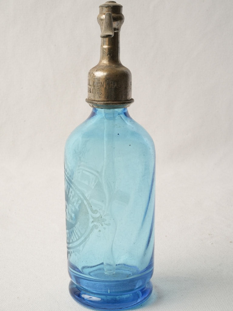 Antique sky-blue soda siphon  