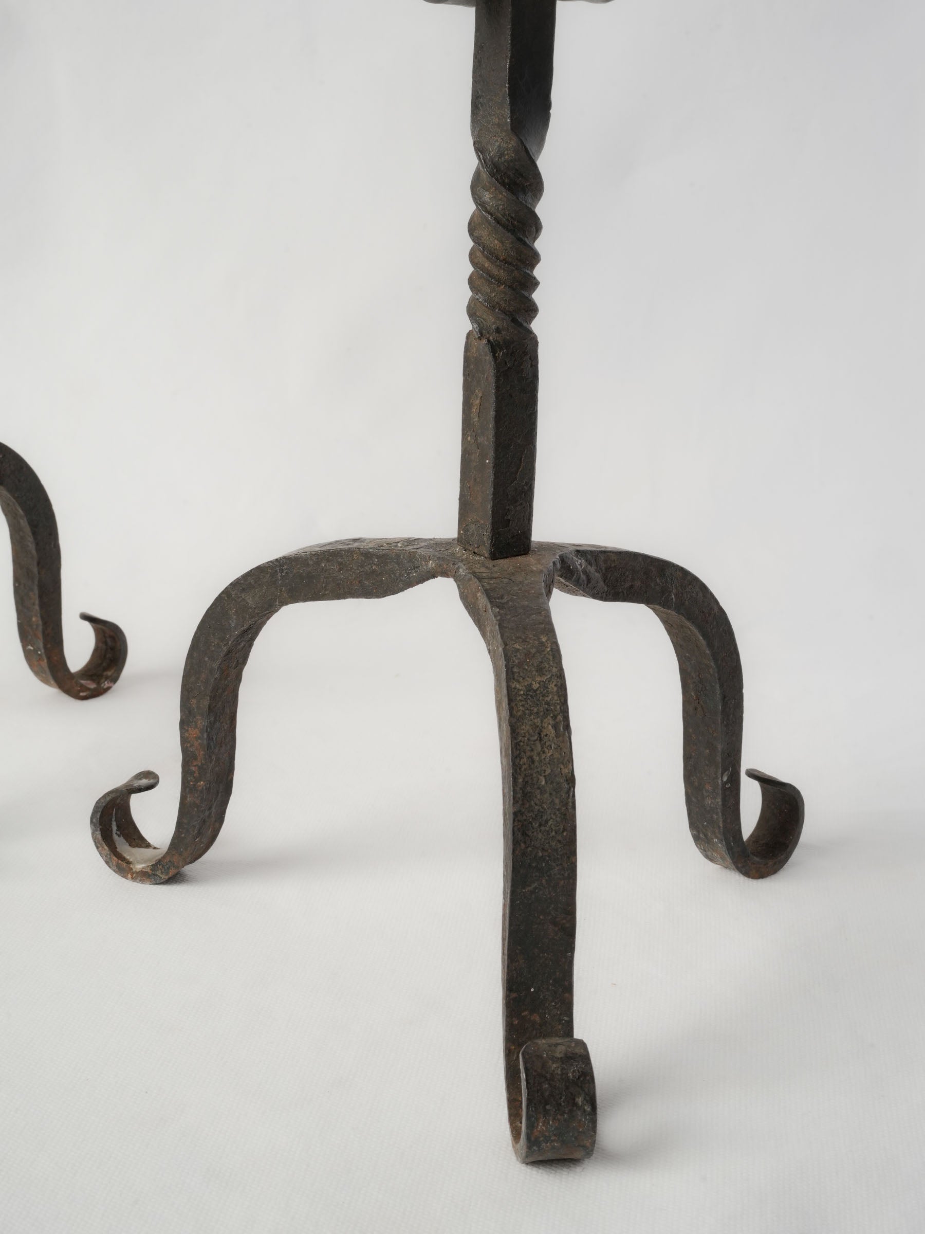 Pair of Hand-Forged Five-Light Iron Candelabra, c. 1950 - 17¼"
