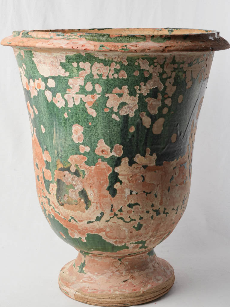 Exceptional Early 19th-Century Anduze Terracotta Planter w/ Green Patina 24"