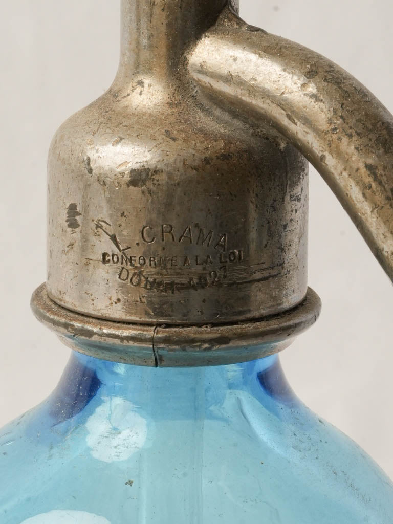 Cylindrical blue glass siphon  