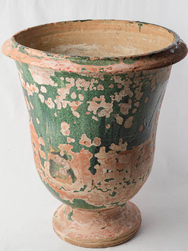 Exceptional Early 19th-Century Anduze Terracotta Planter w/ Green Patina 24"