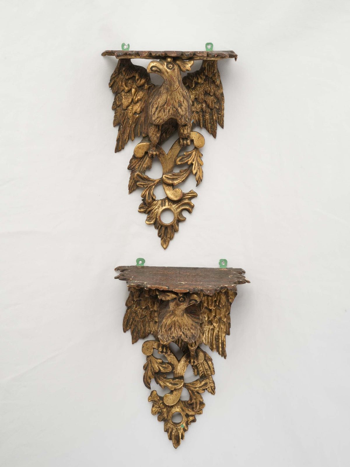 Pair of 19th-Century English Giltwood Wall Brackets w/ Fantastical Birds - 13¾"