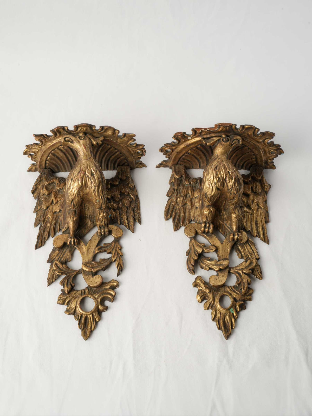 Pair of 19th-Century English Giltwood Wall Brackets w/ Fantastical Birds - 13¾"