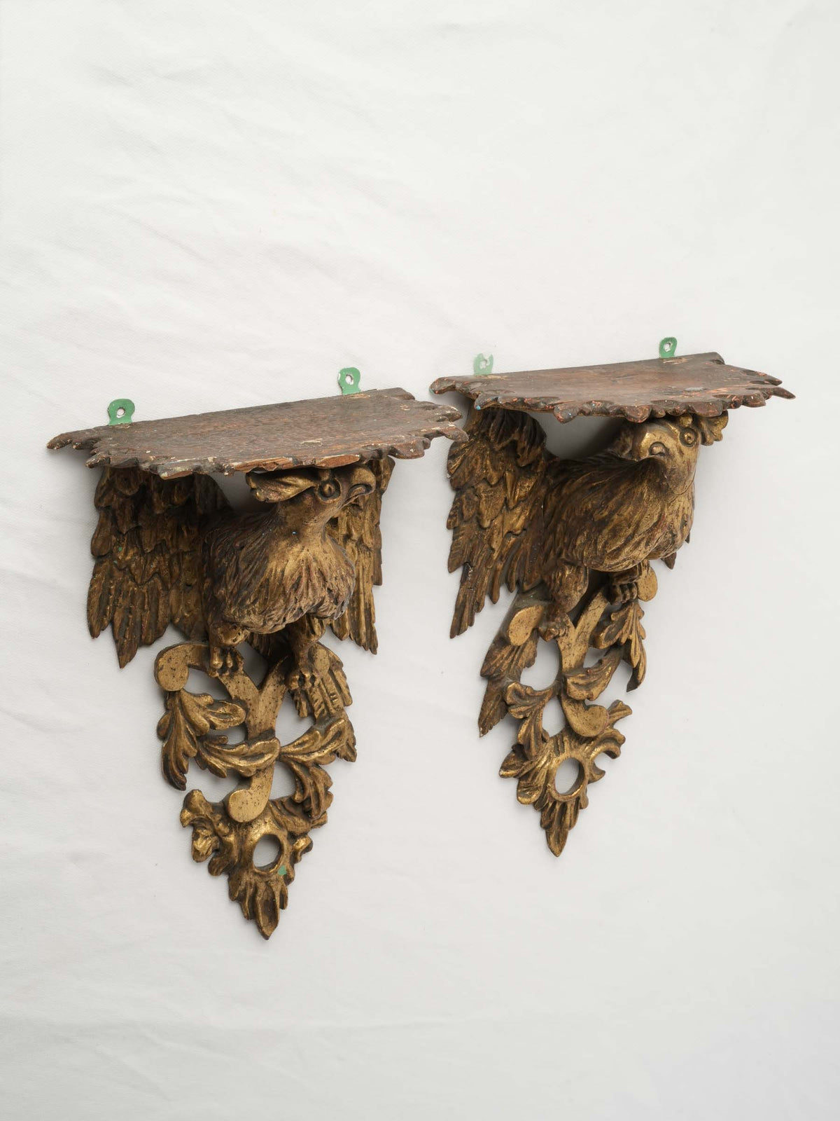 Pair of 19th-Century English Giltwood Wall Brackets w/ Fantastical Birds - 13¾"