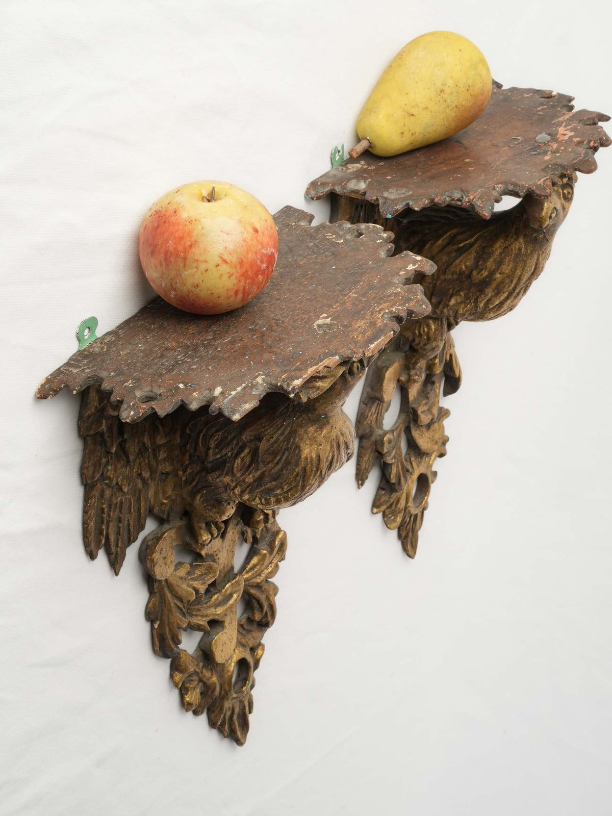 Pair of 19th-Century English Giltwood Wall Brackets w/ Fantastical Birds - 13¾"