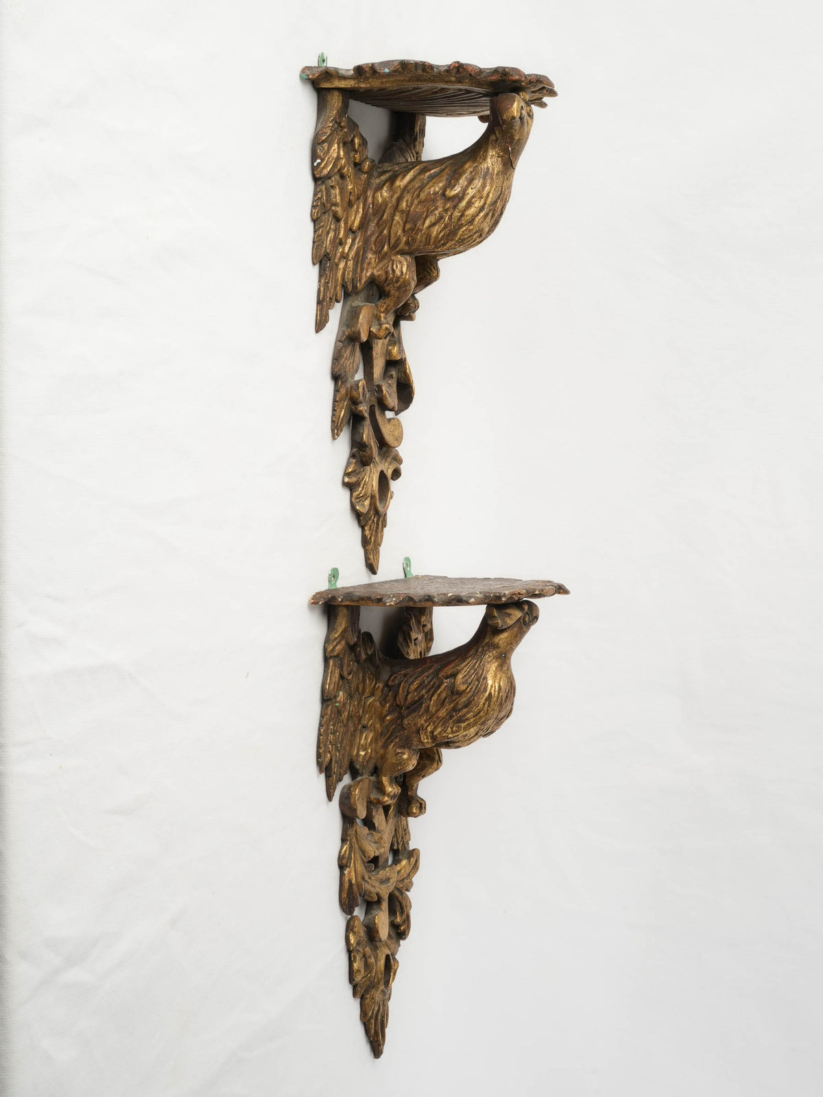 Pair of 19th-Century English Giltwood Wall Brackets w/ Fantastical Birds - 13¾"
