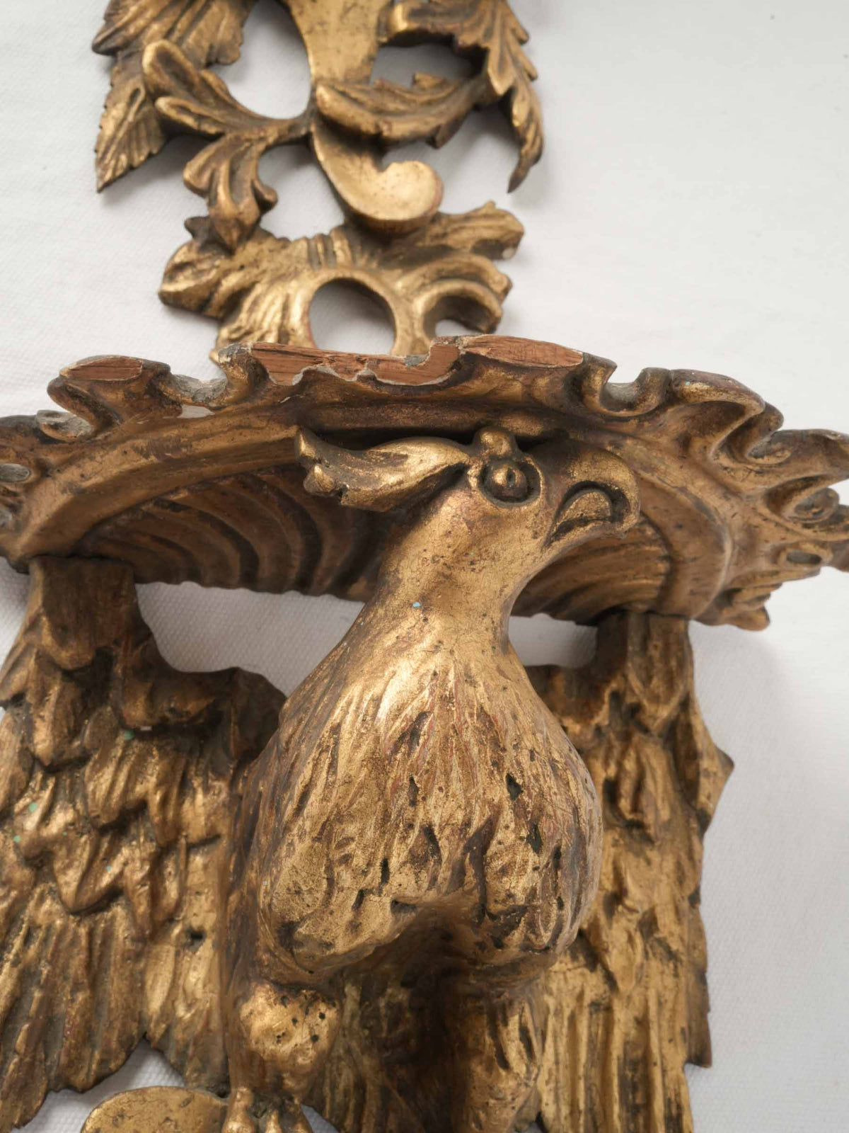 Pair of 19th-Century English Giltwood Wall Brackets w/ Fantastical Birds - 13¾"