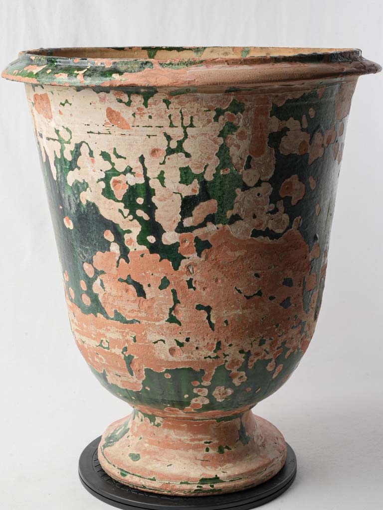 Exceptional Early 19th-Century Anduze Terracotta Planter w/ Green Patina 24"