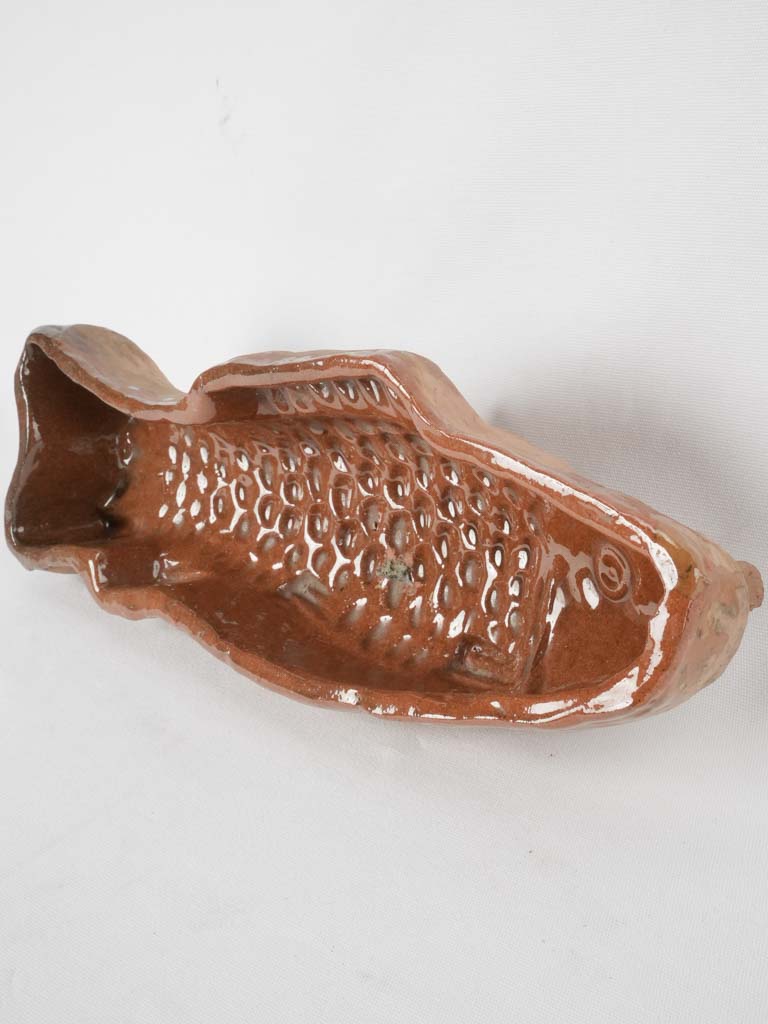 Antique terracotta fish-shaped cake mold