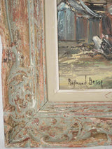 Rustic wood-framed Paris painting