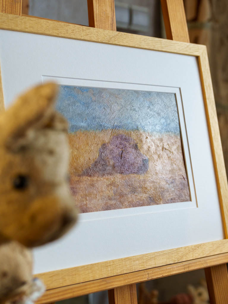 Small Contemporary Painting By Karibou - The Dog Who Would Not Hunt - 13½" x 15¾"