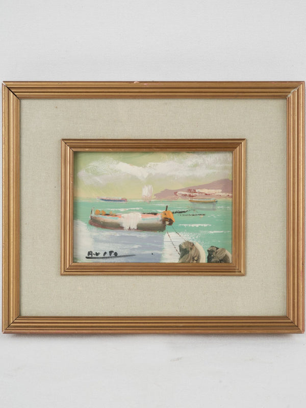 Vintage framed seascape oil painting