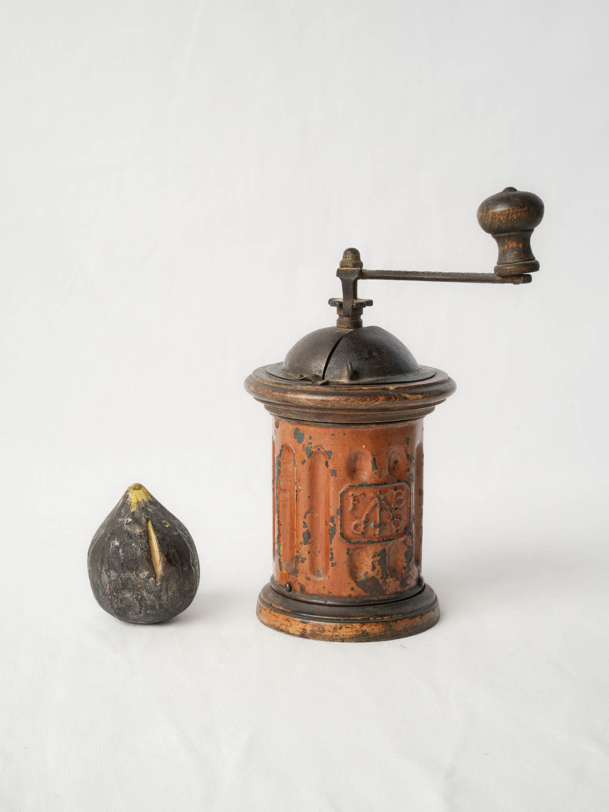 Antique Italian Hand-Crank Coffee Grinder by Tre Spade - 9"
