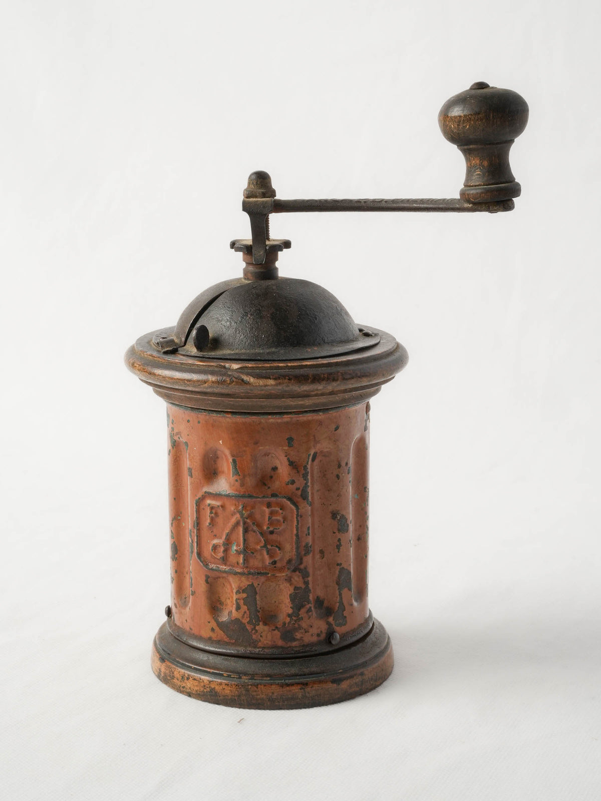 Antique Italian Hand-Crank Coffee Grinder by Tre Spade - 9"