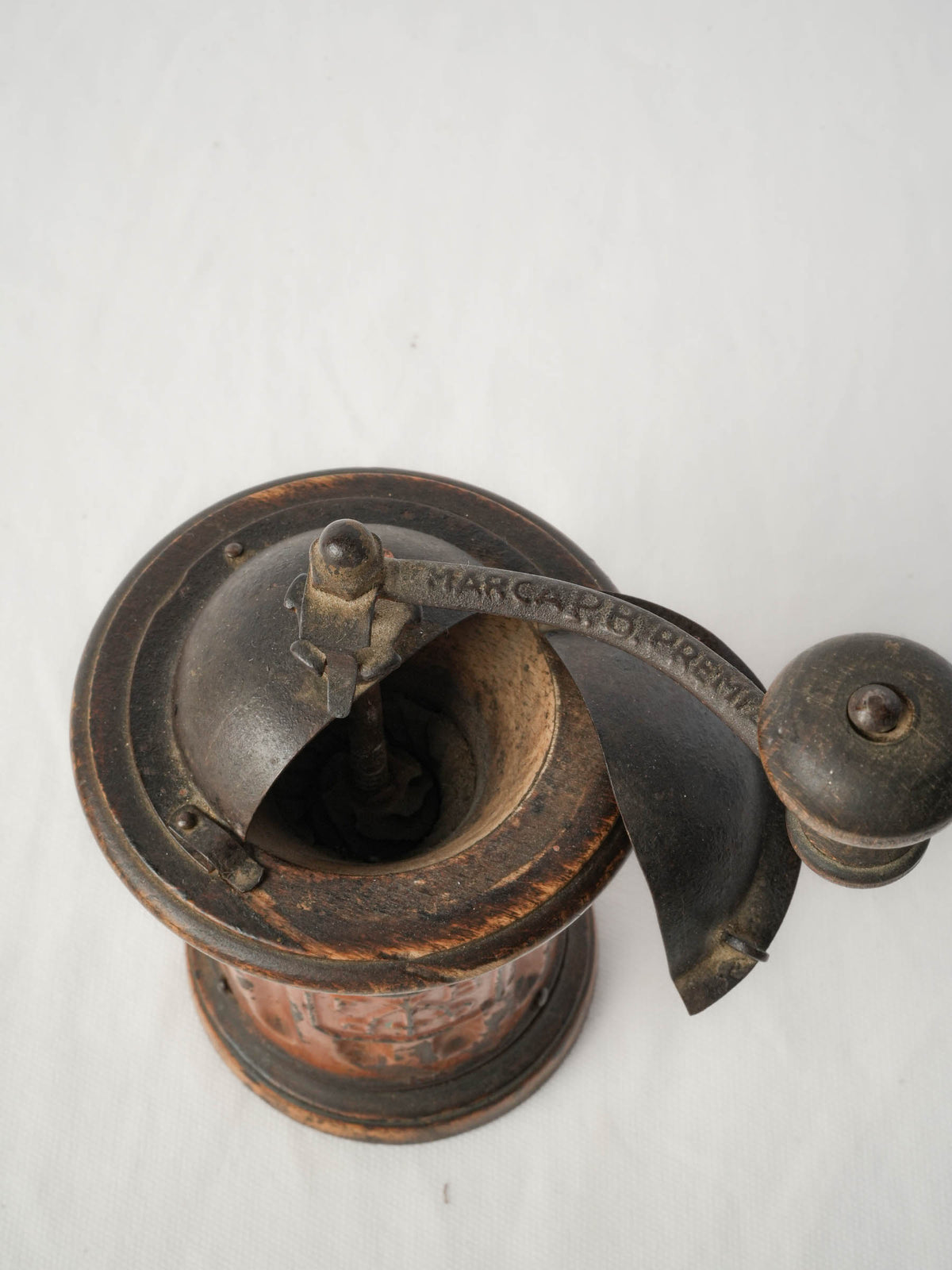 Antique Italian Hand-Crank Coffee Grinder by Tre Spade - 9"