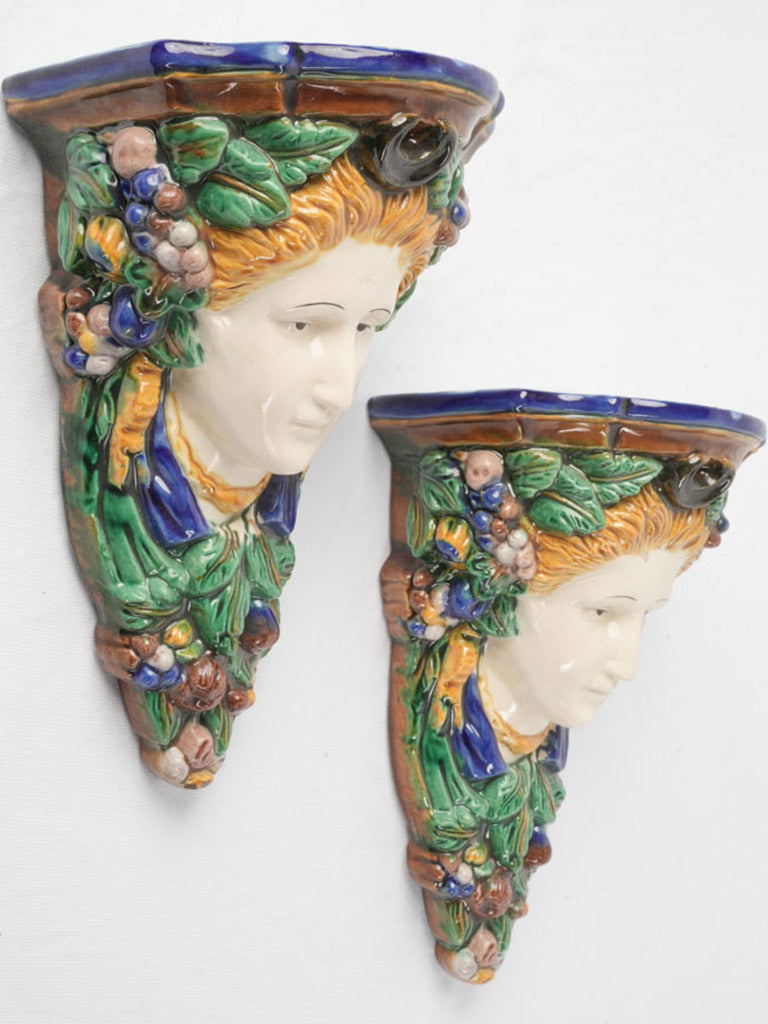 Hand-painted majolica brackets  