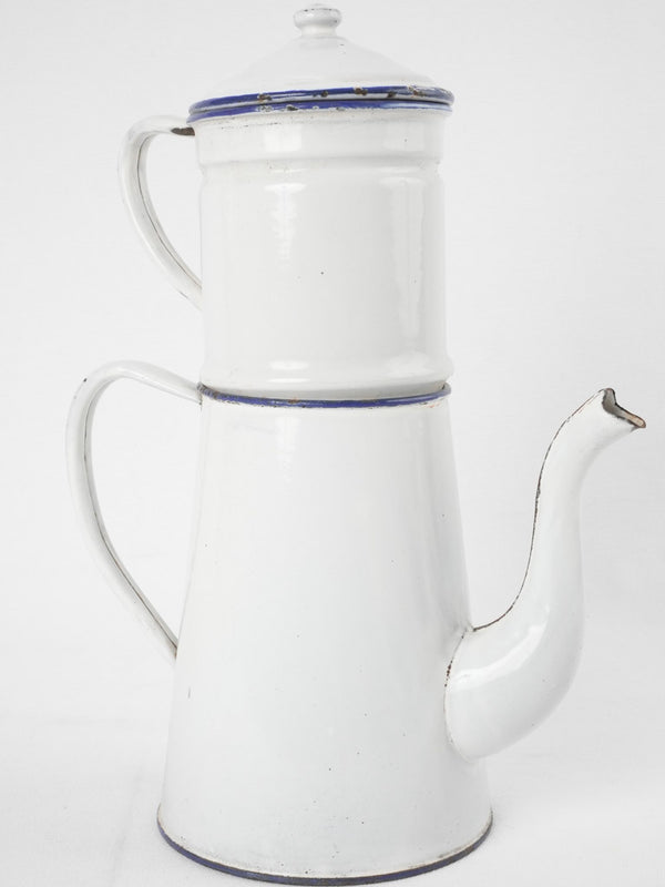 Antique French enamelware coffee pot