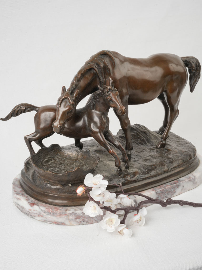 Antique bronze equestrian art piece