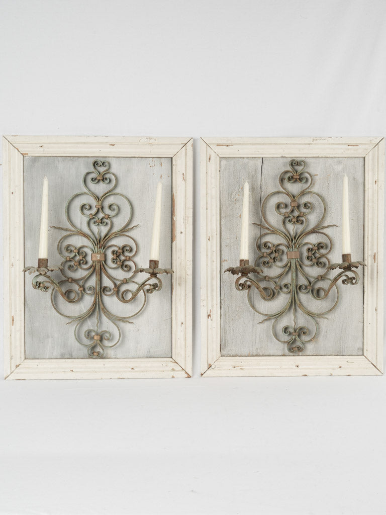 Aged French wrought iron sconces