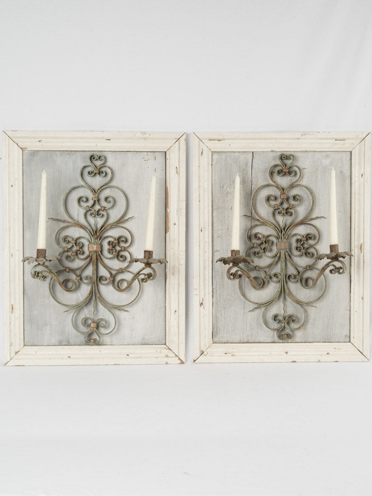 Aged French wrought iron sconces