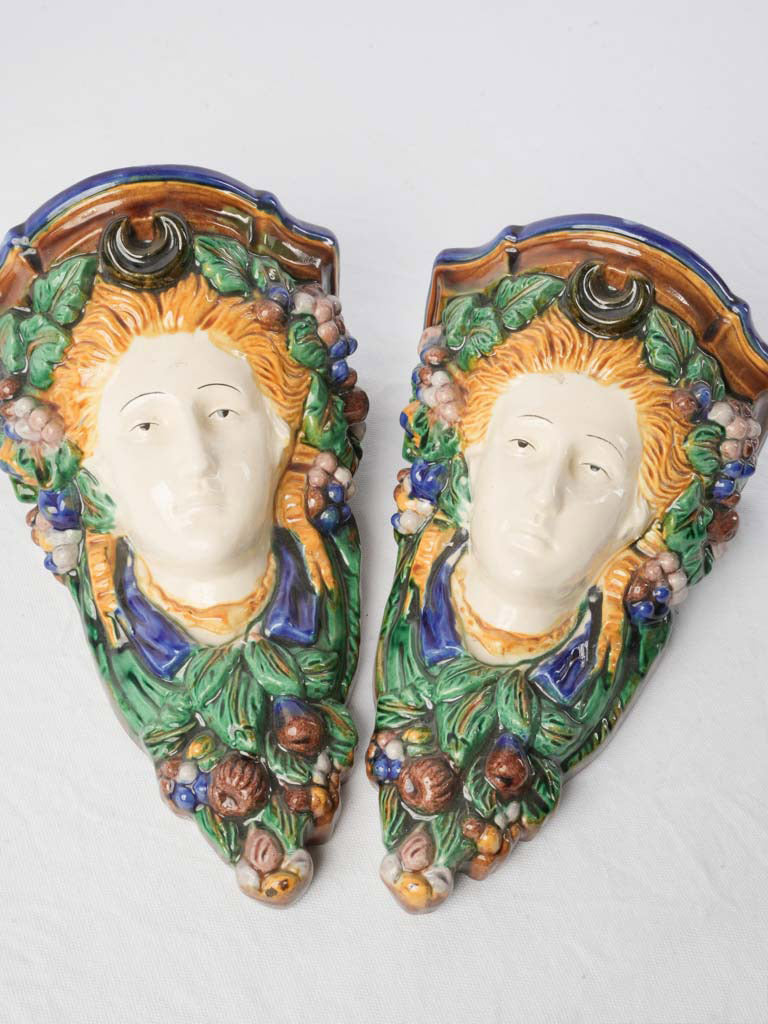 Glazed baroque style wall brackets  